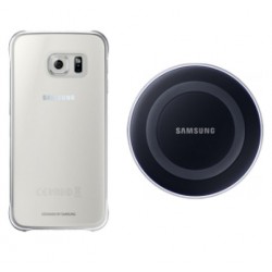 Cubierta trasera + Cargador inalambrico Original Samsung Galaxy S6 (EP-WG920IBE). Negro