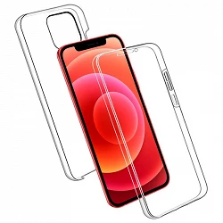 Case double iPhone 12 Mini 5.4 silicone Transparent front and rear