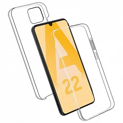 Case double Samsung Galaxy A22-4G silicone Transparent front and rear