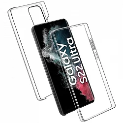 Case double Samsung Galaxy S22 Ultra silicone Transparent front and rear