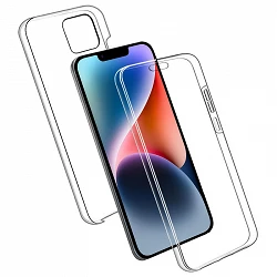 Case double iPhone 14 Plus silicone Transparent front and rear