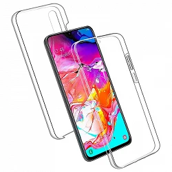 Case double Samsung Galaxy A70 silicone Transparent front and rear