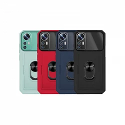 Case Anti-Shock with ring and card holder Xiaomi Mi 12 Pro Camera Covers Total - 4 Colors