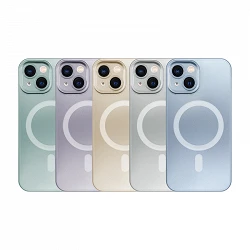 Coque en silicone métallisé mat Magsafe pour iPhone 14 5 couleurs