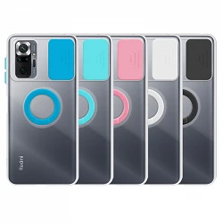 Case Xiaomi Redmi Note 10 Pro Transparent with ring and Camera Covers 5 Colors