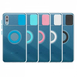 Case Samsung Galaxy A02 Transparent with ring and Camera Covers 5 Colors