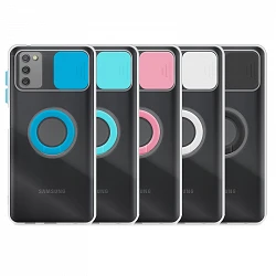 Case Samsung Galaxy A02S Transparent with ring and Camera Covers 5 Colors