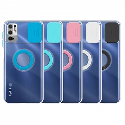 Case Xiaomi Redmi Note 10 5G/Poco M3 Pro Transparent with ring and Camera Covers 5 Colors