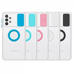 Case Samsung Galaxy A32 5G Transparent with ring and Camera Covers 5 Colors