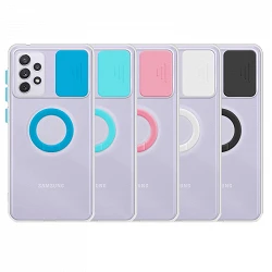 Case Samsung Galaxy A52 5G Transparent with ring and Camera Covers 5 Colors