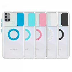 Case Samsung Galaxy A21S Transparent with ring and Camera Covers 5 Colors