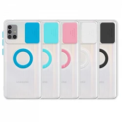 Case Samsung Galaxy A51 4G Transparent with ring and Camera Covers 5 Colors