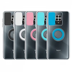 Case Xiaomi Redmi Note 9 Pro Transparent with ring and Camera Covers 5 Colors