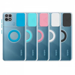 Case Oppo A15 Transparent with ring and Camera Covers 5 Colors