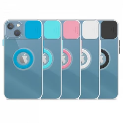 Funda iPhone 13 6.1" Transparente con Anilla y Cubre Cámara 5 Colores