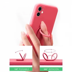 Funda Gel Silicona Suave Flexible para iPhone 12 con Imán y Soporte de Anilla 360º 15 Colores