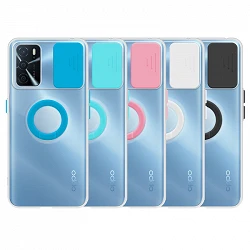 Case Oppo A16 Transparent with ring and Camera Covers 5 Colors