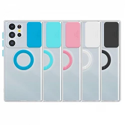 Case Samsung Galaxy S22 Ultra Transparent with ring and Camera Covers 5 Colors