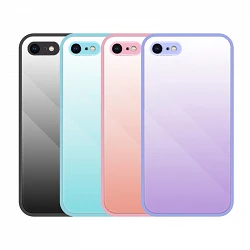 Case silicone Tempered Glass iPhone 7/8/SE2020 - 6 Colors