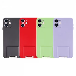 Funda Gel Silicona Suave Flexible para iPhone 12 Soporte Plegable 4-Colores