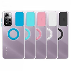 Case Xiaomi Redmi Note 11 Pro Plus Transparent with ring and Camera Covers 5 Colors