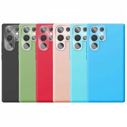 Case silicone smooth Samsung Galaxy S22 Ultra with Protector Camera 3D - 7 Colors