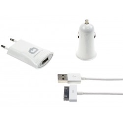 Kit 4 in 1 cable datos, power charger home and car iPhone 4, 4S, 3G and 3GS