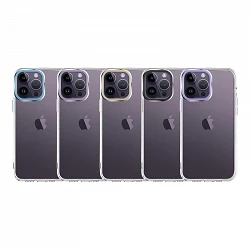 Coque transparente anti-choc Premium V2 pour iPhone 14 Pro Camera Edge Aluminium 6 couleurs