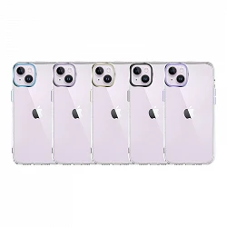 Coque transparente antichoc Premium V2 pour iPhone 14 Plus Camera Edge Aluminium 6 couleurs