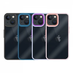 Coque transparente antichoc Premium pour iPhone 14 6.1" Aluminium Camera Edge 6 couleurs
