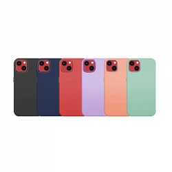 Funda Premium de Silicona para iPhone 14 Plus Borde Camara Aluminio 6 Color