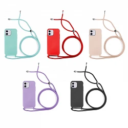 Case smooth with Lanyard Iphone 12 Mini 5.4" 5-Colors