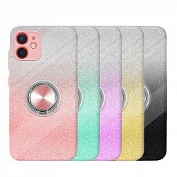 Case silicone Sparkly iPhone 12 Miniwith Magnet and Ring Support 360º 5 Colors