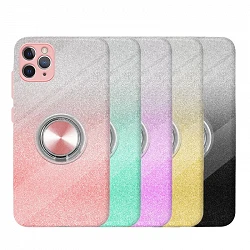 Funda Silicona Brillante iPhone 11 Pro Max con Imán y Soporte de Anilla 360º 5 Colores