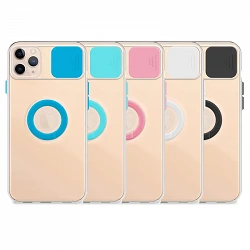 Case iPhone 11 Pro Transparent with ring and Camera Covers 5 Colors