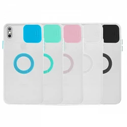 Coque transparente iPhone 11 Pro Max avec anneau et cache appareil photo 5 couleurs