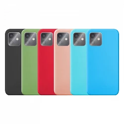 Case silicone smooth IPhone 12 with Protector Camera 3D - 7 Colors