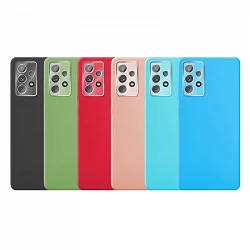Case silicone smooth Samsung Galaxy A52-5G with Protector Camera 3D - 7 Colors