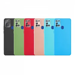 Case silicone smooth Samsung Galaxy A21S with Protector Camera 3D - 7 Colors