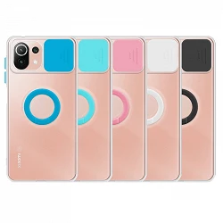 Case Xiaomi Mi 11 Lite Transparent with ring and Camera Covers 5 Colors