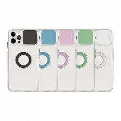Coque transparente iPhone 13 Pro Max avec anneau et cache appareil photo 5 couleurs