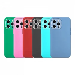 Case silicone smooth IPhone 13 Pro Max with Protector Camera 3D - 7 Colors