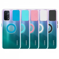 Case Oppo A54 / A74 Transparent with ring and Camera Covers 5 Colors