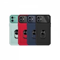 Case Anti-Shock with ring and card holder iPhone 11 Camera Covers Total - 4 Colors