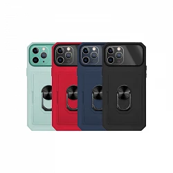 Case Anti-Shock with ring and card holder iPhone 11 Pro Camera Covers Total - 4 Colors