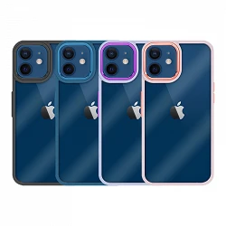 Funda Premium Antigolpe Transparente para iPhone 12 6.1"Borde Camara Aluminio 6 Color