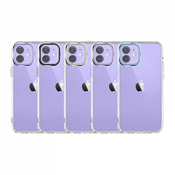 Coque transparente antichoc Premium V2 pour iPhone 12 Camera Edge Aluminium 6 couleurs