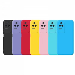 Case silicone smooth Pocophone F4 with camera 3D - 7 Colors