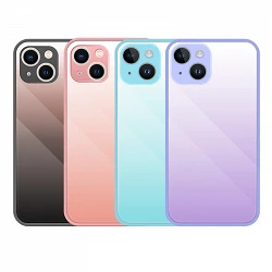 Funda Silicona Tempered Glass iPhone 14 Plus- 6 Colores