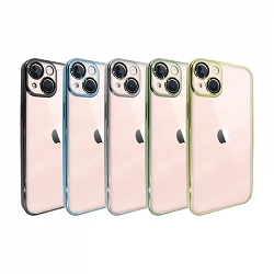 Case Hard Plexiglas edge chrome plated for iPhone 14 5-Colors